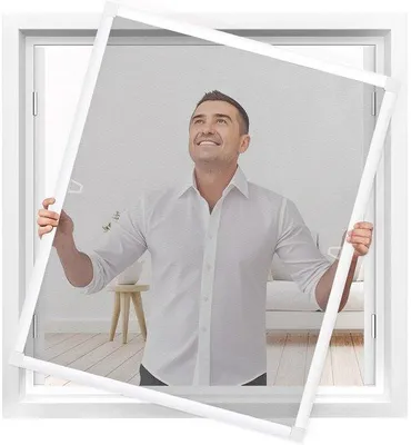 Zdjęcie produktu dla Roleta przeciw owadom 80 x 100 cm, aluminiowa, biała, ze wzmocnioną siatką