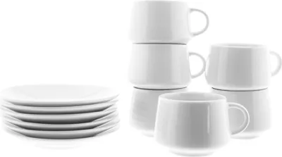 Produktbild von Mokkatassen-Set 100ml aus Porzellan – für stilvollen Kaffeegenuss zu Hause Weiß