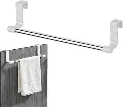 Productafbeelding van Handdoekhouder Overkast - Handdoekenrek Zonder Boren - Ruimte Besparen - Roestvrij Staal - 23-36 cm - Zilver