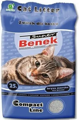Zdjęcie produktu dla SUPER BENEK COMPACT Żwirek dla kota żwirek bentonitowy bryza morska 25l