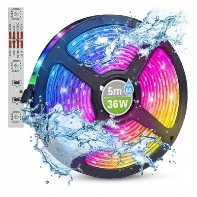 Zdjęcie produktu dla TAŚMA PASEK LED RGB KOLOROWA ŚCIEMNIALNA 7,2W/m 36W 5m IP63