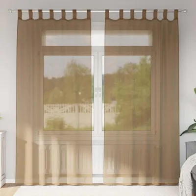 Produktbild von Möbel Voile Vorhänge mit Schlaufen 2 Stk. Hellbraun 140x245 cm - Gardinen & Vorhänge CC4843