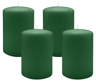 Produktbild von Flachkopf-Stumpenkerzen Fairway Grün 80 x Ø 60 mm, 4 Stück