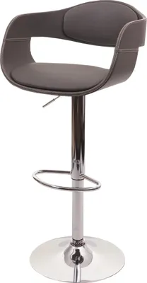 Produktbild von Barhocker HWC-A47b, Barstuhl Tresenhocker, Retro-Design, Holz Kunstleder  matt grau