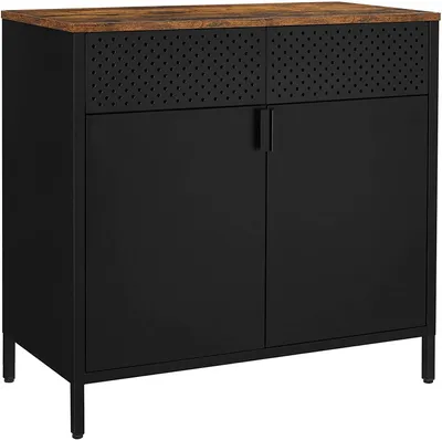Productafbeelding van Dressoir met magnetische sluiting, verstelbare legplanken, bruin/zwart, 80 x 40 x 76 cm