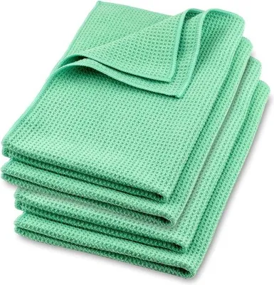 Immagine prodotto di ELEXACLEAN Panno in microfibra, panno a nido d'ape premium (4 pezzi, 60x40 cm, verde) qualità super morbida per auto, vetri, cucina, stoviglie, bagno