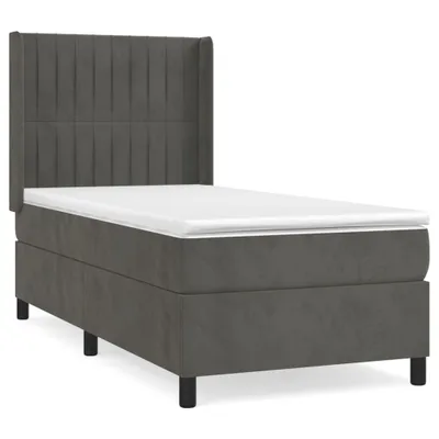 Image de vidaXL Lit boxspring avec matelas gris foncé 90x200 cm velours