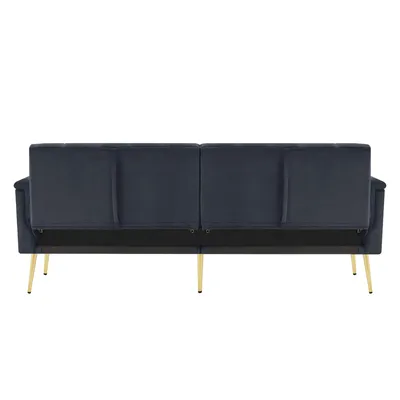 Produktbild von Modernes klappbares Schlafsofa, Schlafsofa mit Hilfsfüßen, mit Schlaffunktion, Samtstoff, geeignet für Wohnzimmer, Schlafzimmer, Heimkino, Gästezimmer