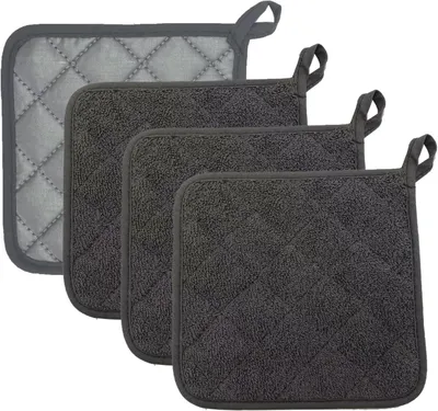 Produktbild von Set mit 4 hitzebeständigen Ofenhandschuhen (bis 298 °C), 18 x 18 cm, dunkelgrau