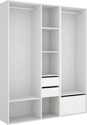 Image de Celestin - Grande Armoire, 158x205h cm Blanc, Porte-manteaux