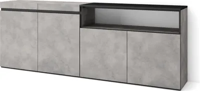 Produktbild von Sideboard, Highboard, 200x35x75cm, 4 Türen, Wohnzimmer, Küche, Zementgrau