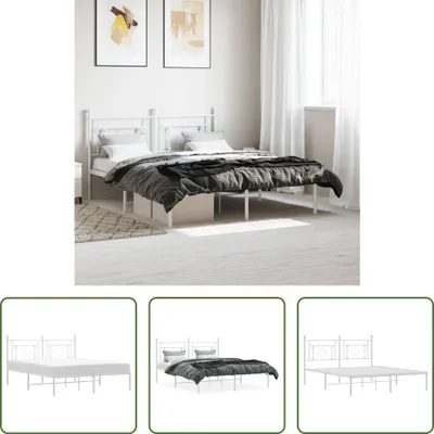 Produktbild von The Living Store Bettgestell mit Kopfteil Metall Weiß 160x200 cm