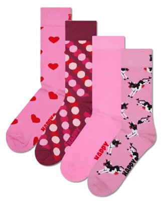 Produktbild von Happy Socks 4er Pack Uni Socken - Geschenkbox, Classics, gemischte Farben Pink 36-40