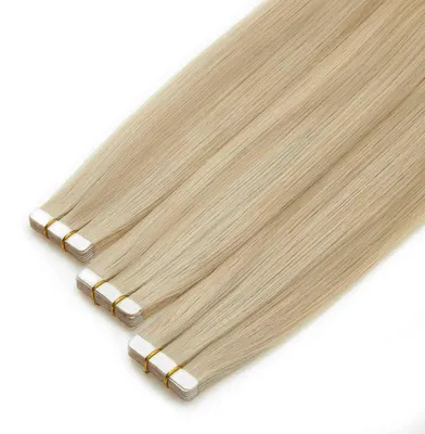 Produktbild von hair2heart Premium Tape Extensions Echthaar glatt - 10 Tapes 2.5g 50cm P-9/0 10/0 blond gesträhnt