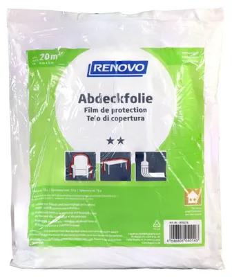 Produktbild von RENOVO Abdeckfolie, aus Kunststoff, Abdeckfläche: 20 m², 5 x 4 m x 12 µm