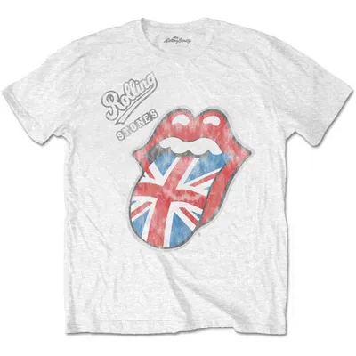 Zdjęcie produktu dla The Rolling Stones Vintage British Tongue (Soft Hand Inks) White L Koszulka
