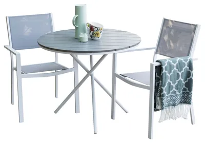 Image de Parma set de jardin table, 2 chaises gris.