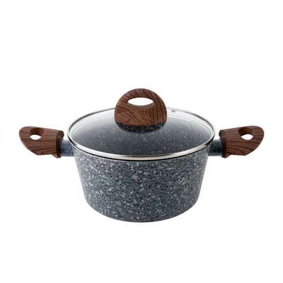 Produktbild von FLORINA Granite 1P0160 Kochtopf inkl. Deckel, Aluminium, 20 cm Durchmesser, Induktionsherd-geeignet, Antihaftbeschichtung