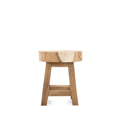 Produktbild von Hocker Milo aus Suar Holz Ø38cm - Hellbraun