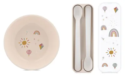 Produktbild von Mepal - Kinderschale + Fütterlöffel Mio - Sunshine & Rainbow