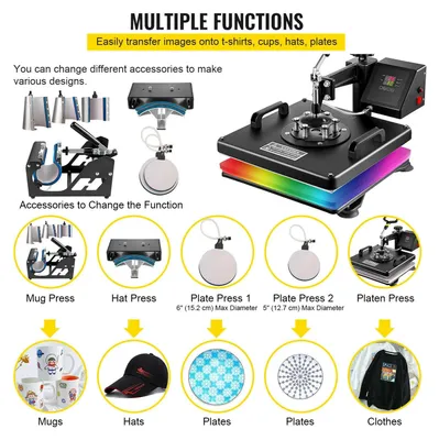 Produktbild von 8-in-1 Hitzepresse – Hitzepressen-Set – Transferpresse – Textilpresse – Tassenpresse