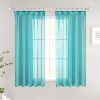 Immagine prodotto di Tende trasparenti con coulisse - Turchese - 2 pezzi - 140x122 cm