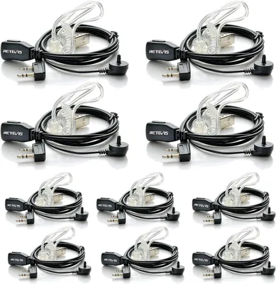 Produktbild von Retevis Funkgerät Headset 2 Pin Schallschlauch Kopfhörer Kompatibel mit JUCJET Walkie Talkie Retevis RT24 RT27 RT668 RT618 RT622 RA685 Baofeng BF-88E BF-888S Tyhbelle BF-88E Kenwood (10 STK) – Größe 1