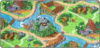 Produktbild von Primaflor Kinderteppich DINO - 95x133cm - Spielteppich mit Dinosaurier für Jungen & Mädchen