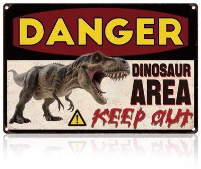 Immagine prodotto di Quadro da parete in metallo - Divertente decorazione con dinosauri - 30 x 20 cm