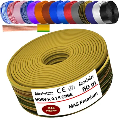 Produktbild von 50m Aderleitung H05 V-K 0,75 mm² Grüngelb Einzelader flexibel