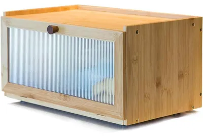 Produktbild von Brotkasten Bambus 40 x 25 x 20 cm mit transparenter Tür und Lüftungslöchern