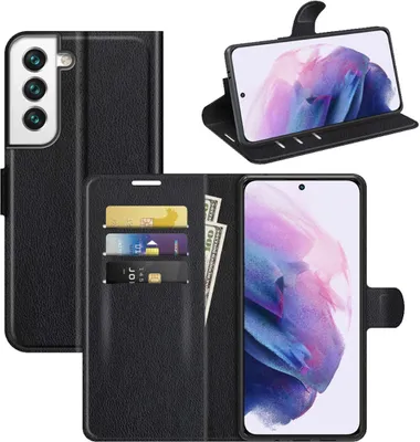 Image de Pour Samsung Galaxy S22 Plus Etui de téléphone portable noir Etuis en similicuir Housse de protection