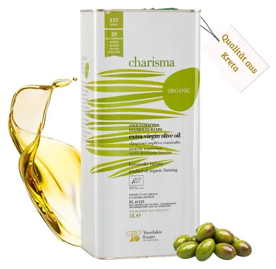 Produktbild von VASSILAKIS ESTATE 08538 - Charisma Organic Natives Olivenöl Extra 5L Kanister von Kreta
