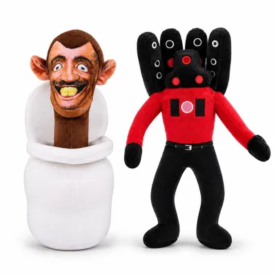 Produktbild von Wiztex Skibidi Toilette Plüschtier Set (2-Stück Alt) – Kuscheltier Set Das ultimative Action-Bundle aus der viralen YouTube-Saga
