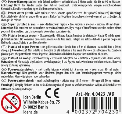 Productafbeelding van Idena waterpistool, 10 cm, kleurrijk, assortiment