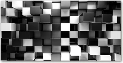 Produktbild von Tulup® Glas-Bild - 100x50 -Wandkunst - Wandbild hinter gehärtetem Sicherheitsglas  - Kunst: modern & klassisch - Abstrakte Würfel - Silber