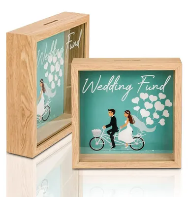 Sparbüchse Hochzeit Kasse Fotoliste Holz Mintgrün 20x20x5 cm