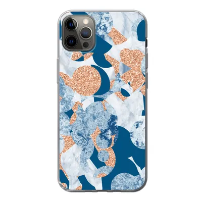 Produktbild von MuchoWow® Handyhülle Schutzhülle Hülle für iPhone 13 Pro Max Marmor - Geometrische Formen - Glitter Silikon Softcase Handy Hülle - Mobiltelefon
