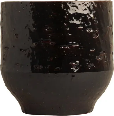 Productafbeelding van D&M Deco bloempot, zwart-bruin, diameter 17 cm, hoogte 15,5 cm, opening 15 cm