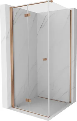 Produktbild von Mexen Mist-F T Duschkabine klappbar links 75 x 75 cm, transparent, gebürstetes Kupfer - 8A6T-075-075-65-00-L