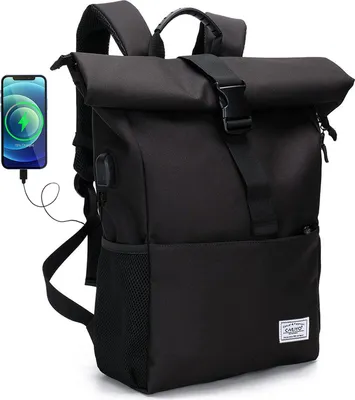 Produktbild von Mofut Rucksäcke Freizeitrucksack Arbeitsrucksack Groß Damen lässiger Rolltop Rucksack Herren Backpack Tagesrucksack Schulrucksack Sportrucksack mit vielen Fächer wasserabweisend Hohe Kapazität, mit Laptopfach bis 15,6 zoll und externen USB-Anschluss, Rolltop Design