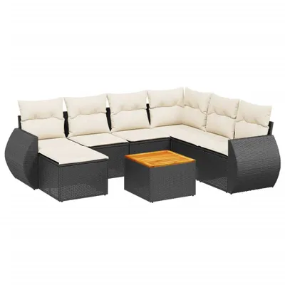 Produktbild von vidaXL 8-tlg. Garten-Sofagarnitur mit Kissen Schwarz Poly Rattan