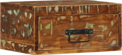 Image de vidaXL Table de chevet murale en vieux bois massif