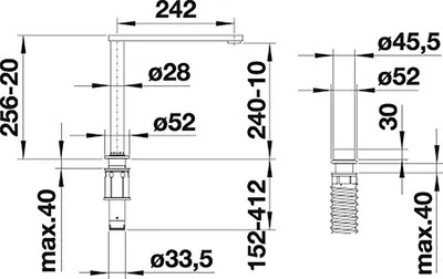 Produktbild von BLANCO ELOSCOPE-F II, Standard, Chrom, Metall, 360°, LGA, DVGW, 25,6 cm