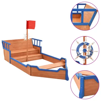 Produktbild von Sandkasten Piratenschiff Tannenholz 190x94,5x101 cm
