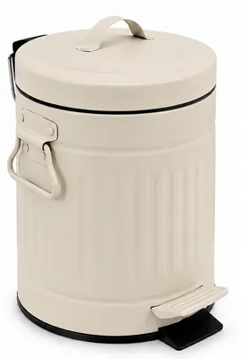 Productafbeelding van Relaxdays cosmetische prullenbak, 3 liter, met automatische dekselverlaging, uitneembaar binnenbak, metaal, afvalbak voor de badkamer met deksel, beige