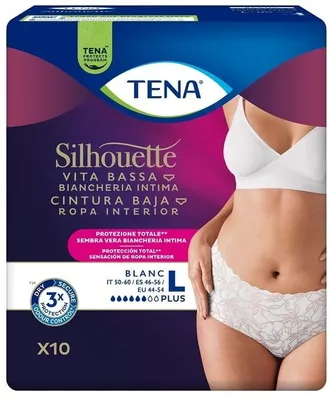 Immagine prodotto di Pannolone A Mutandina Assorbente Tena Silhouette Plus White Large 10 Pezzi