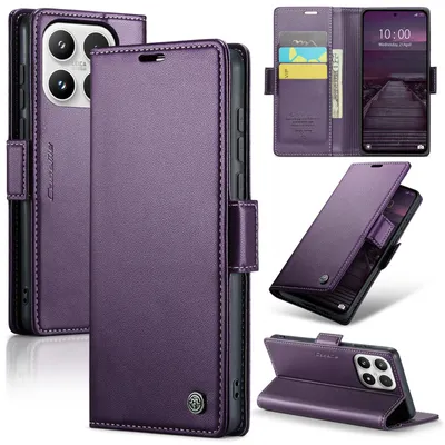 Produktbild von Lederhülle für Xiaomi 17 Brieftasche Kartenfach Schutzhülle mit Standfunktion Lila