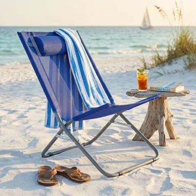 Immagine prodotto di Milani Home - spiaggina mare pieghevole, acciaio e textilene, alta pieghevole, verde
