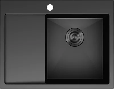 Produktbild von Mexen Exar Edelstahlspüle 1-becken mit Abtropffläche rechts 620 x 480 mm, schwarz - 6432621005P-70